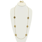 GOLD ROUND DISC CRYSTAL  NECKLACE AND EARRINGS SET #SWKK-11614GLD(OF13/OG13