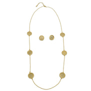 GOLD ROUND DISC CRYSTAL  NECKLACE AND EARRINGS SET #SWKK-11614GLD(OF13/OG13
