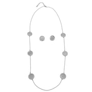 RHODIUM ROUND DISC CRYSTAL  NECKLACE AND EARRINGS SET #SWKK-11614RHD(OE14)