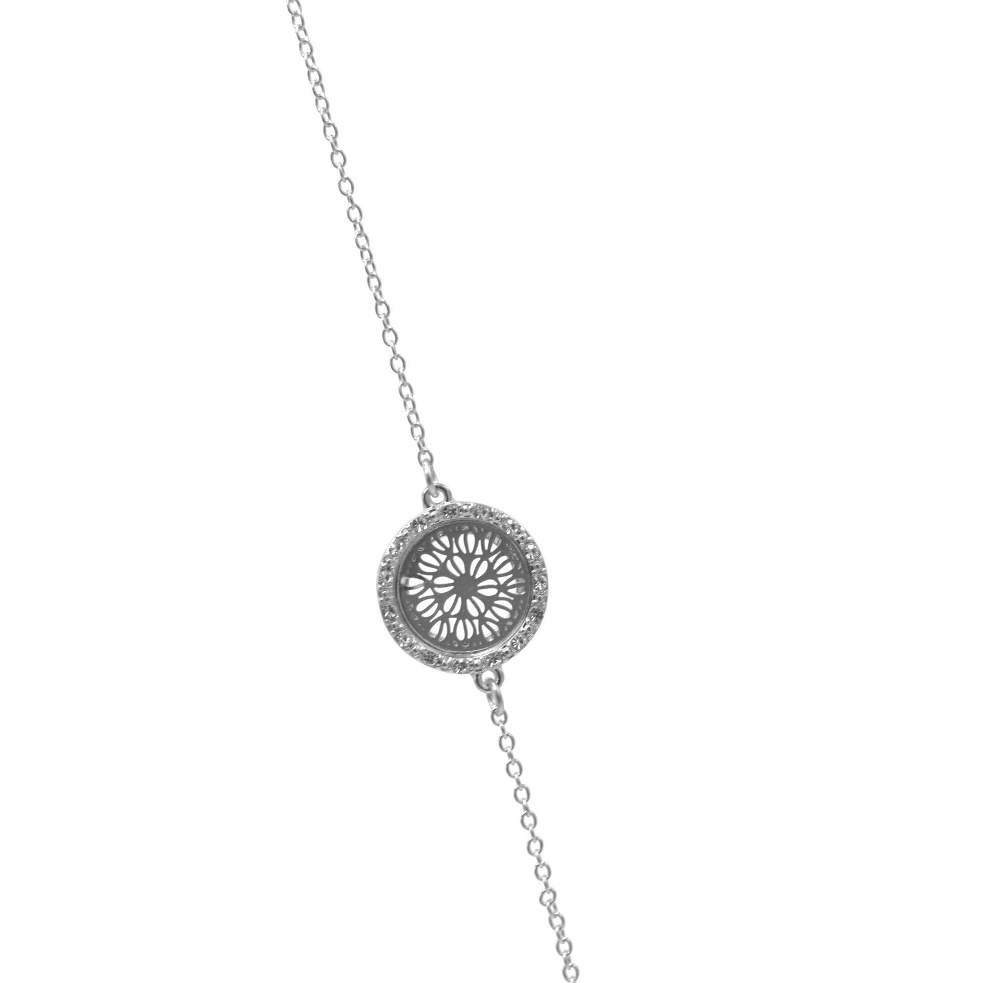Rhodium Filigree Station Necklace Set – 36