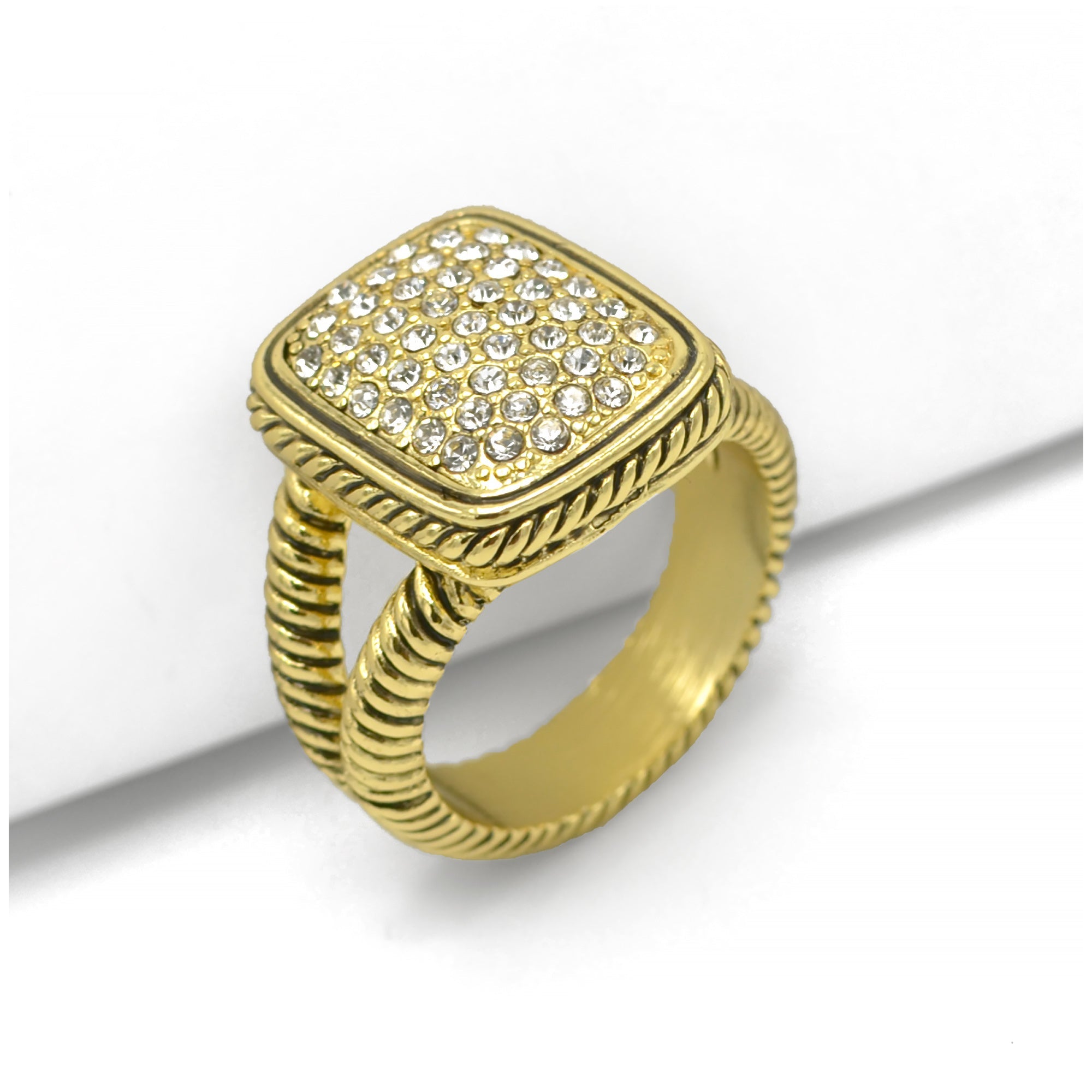 GOLD CRYSTAL RING #12504R-GPV