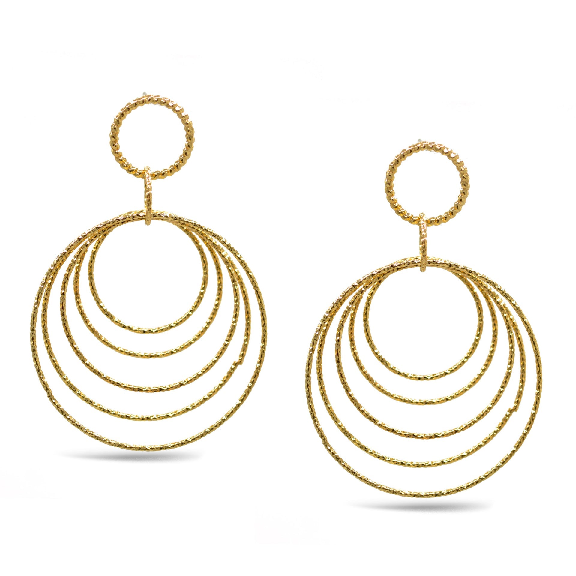 Gold circle drop earrings# SQ321-180172G (GD14)