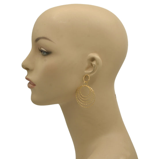 Gold circle drop earrings# SQ321-180172G (GD14)