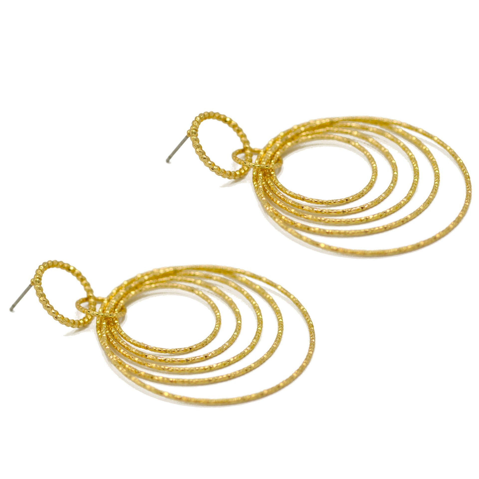 Gold circle drop earrings# SQ321-180172G (GD14)