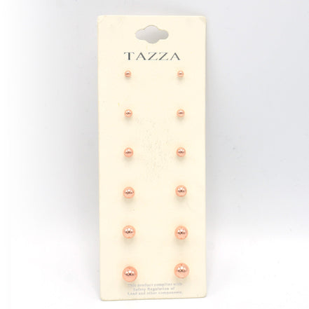 ROSE GOLD GRADUATED SET OF 6 STUD EARRINGS #SWKK-12002RG (HF5)