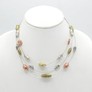TRI-TONE NECKLACE AND EARRINGS SET #SWKK-11884