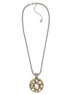 CREAM PEARL TWO TONE ROUND 2" INCH PENDANT NECKLACE#10939EHCRM