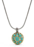 TURQUOISE TWO TONE ROUND 2" INCH PENDANT NECKLACE #10939EHTRQ (FH22)