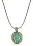 TURQUOISE TWO TONE ROUND 2" INCH PENDANT NECKLACE #10939EHTRQ (FH22)