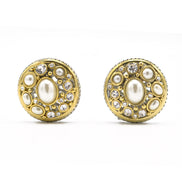 TWO TONE CREAM PEARL EARRINGS#10939ERCRM (FH25)