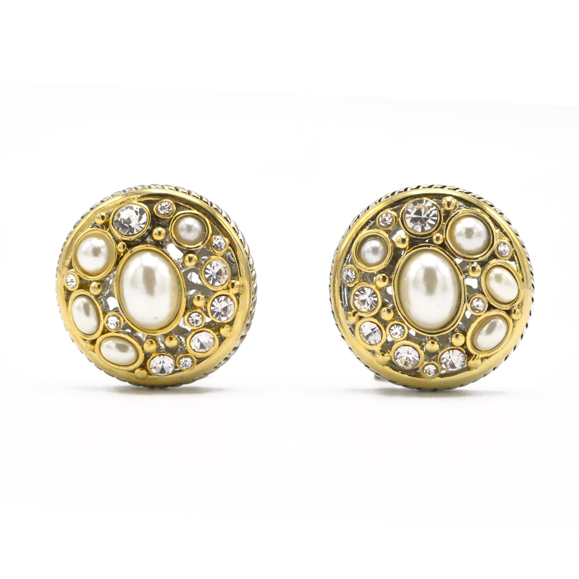TWO TONE CREAM PEARL EARRINGS#10939ERCRM (FH25)