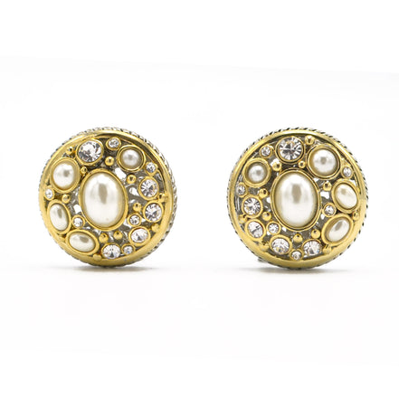 TWO TONE CREAM PEARL EARRINGS#10939ERCRM (FH25)
