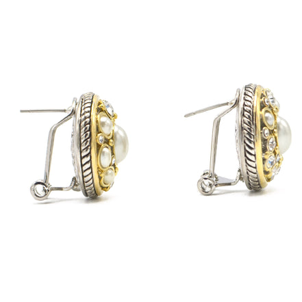 TWO TONE CREAM PEARL EARRINGS#10939ERCRM (FH25)