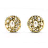 TWO TONE CREAM PEARL EARRINGS#10939ERCRM (FH25)