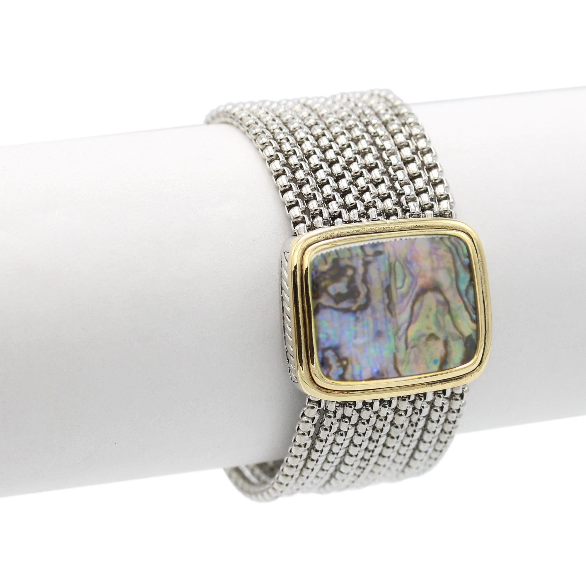 TWO TONE MULTI STRANDS ABALONE BRACELET #12505BR-Abal