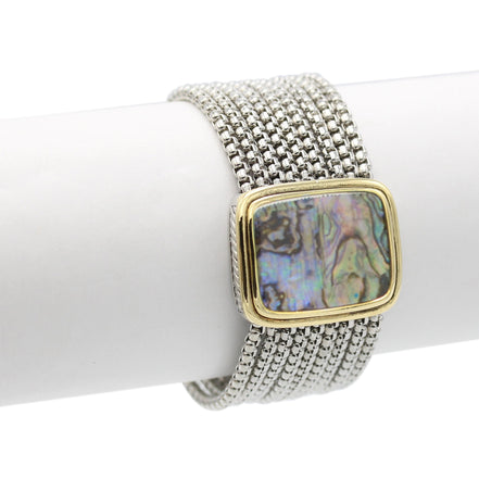 TWO TONE MULTI STRANDS ABALONE BRACELET #12505BR-Abal