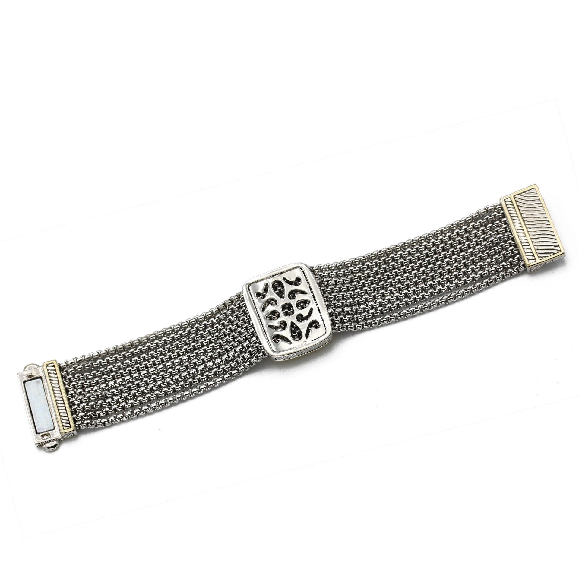 TWO TONE MULTI STRANDS ABALONE BRACELET #12505BR-Abal(FC11)