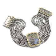 TWO TONE MULTI STRANDS ABALONE BRACELET #12505BR-Abal