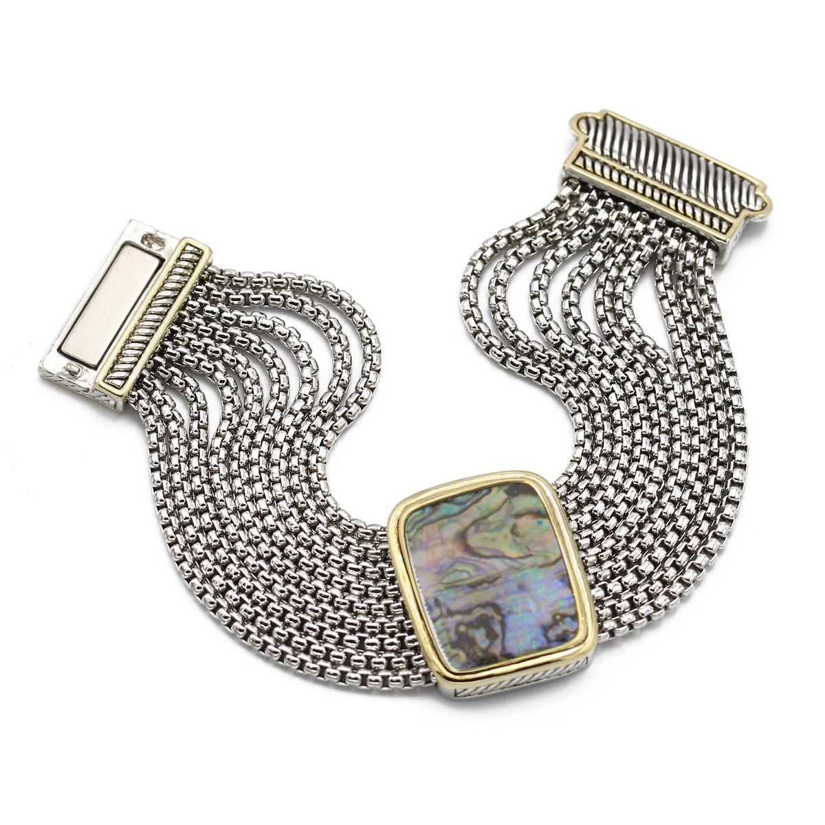 TWO TONE MULTI STRANDS ABALONE BRACELET #12505BR-Abal(FC11)