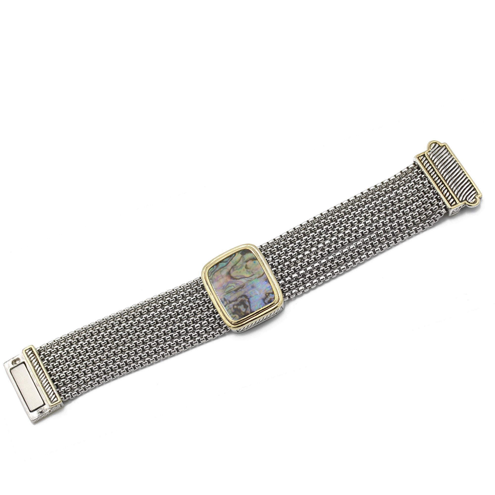 TWO TONE MULTI STRANDS ABALONE BRACELET #12505BR-Abal