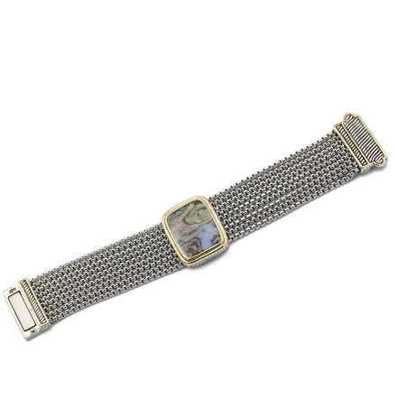 TWO TONE MULTI STRANDS ABALONE BRACELET #12505BR-Abal