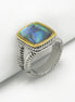 TWO-TONE ABALONE AND CRYSTAL RING #12505R-AB