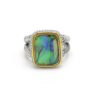 TWO-TONE ABALONE AND CRYSTAL RING #12505R-AB