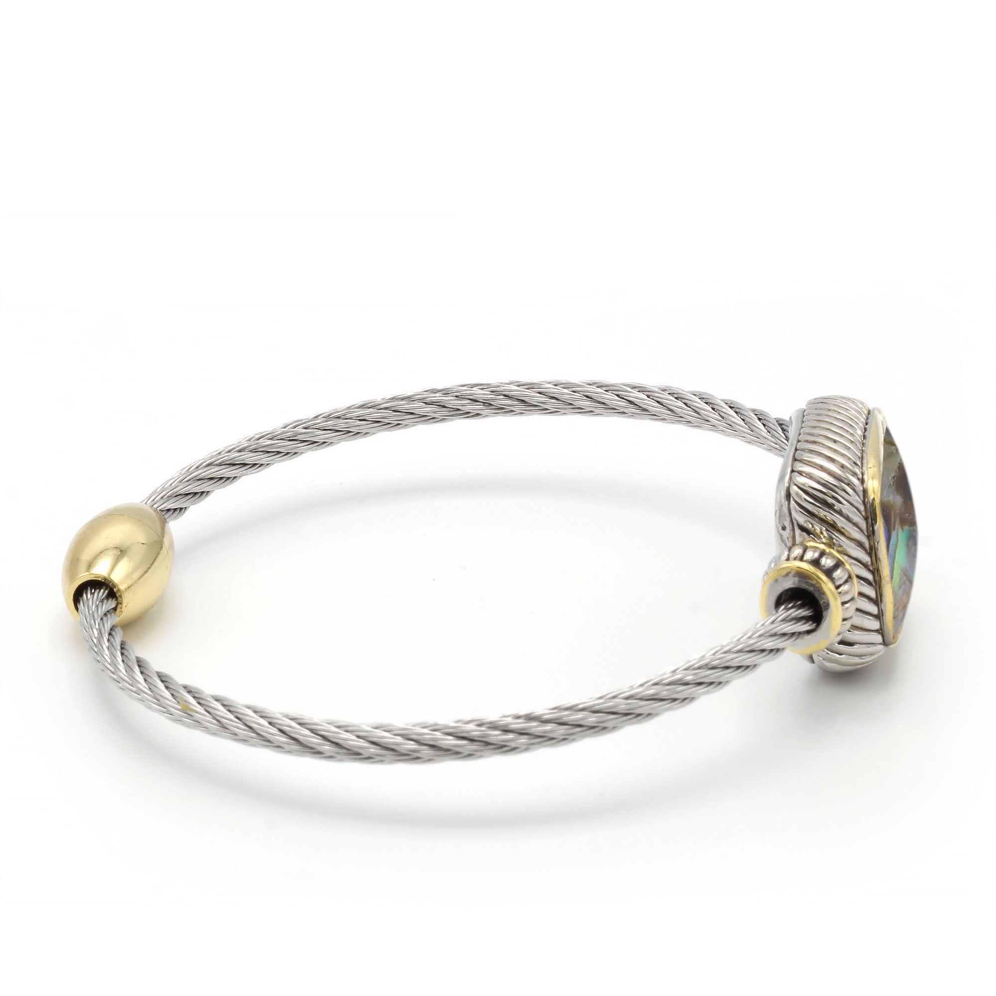 TWO TONE ABALONE CLASSIC CABLE BRACELET#12506BR-AB  FD7