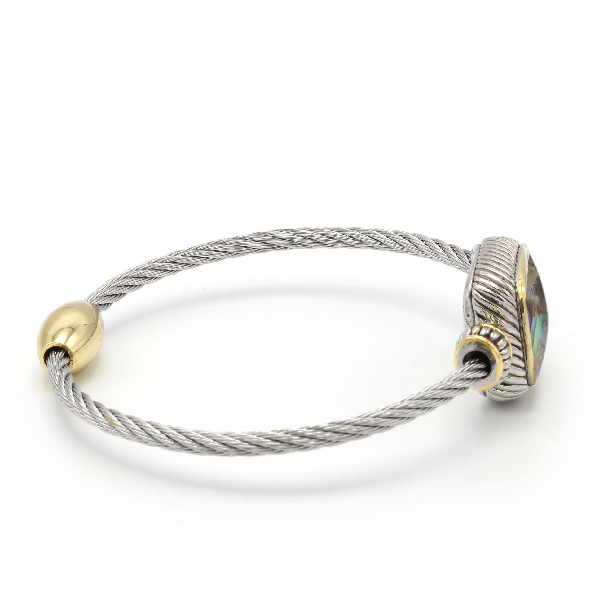 TWO TONE ABALONE CLASSIC CABLE BRACELET#12506BR-AB  FD7