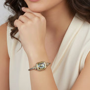 TWO TONE ABALONE CLASSIC CABLE BRACELET#12506BR-AB  FD7