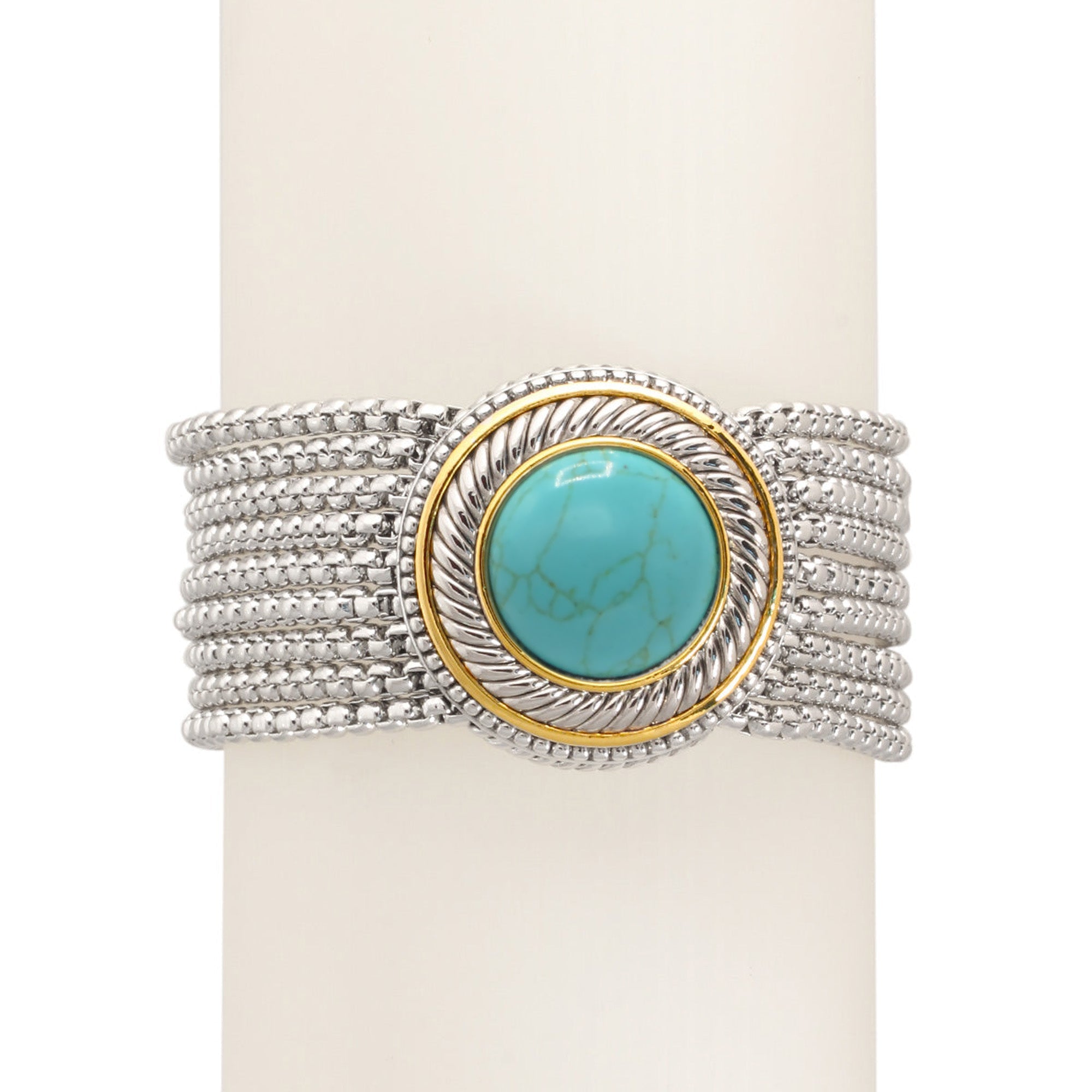 TURQUOISE TWO TONE MULTI STRANDS BRACELET#73010BR-TQ (FE5/FH9)