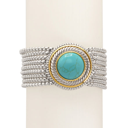 TURQUOISE TWO TONE MULTI STRANDS BRACELET#73010BR-TQ (FE5/FH9)