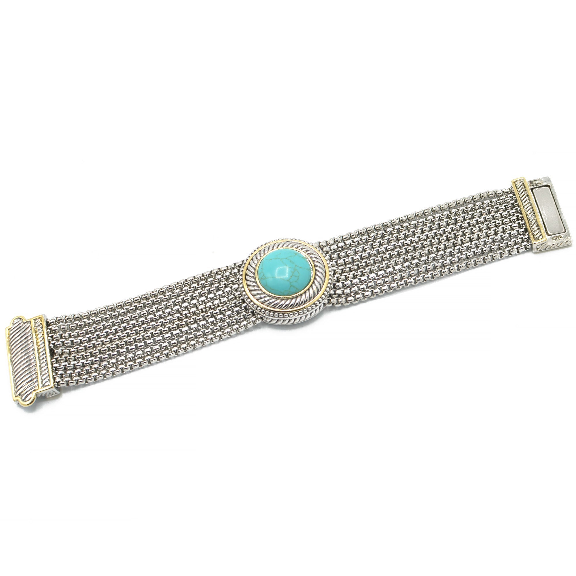 TURQUOISE TWO TONE MULTI STRANDS BRACELET#73010BR-TQ (FE5/FH9)