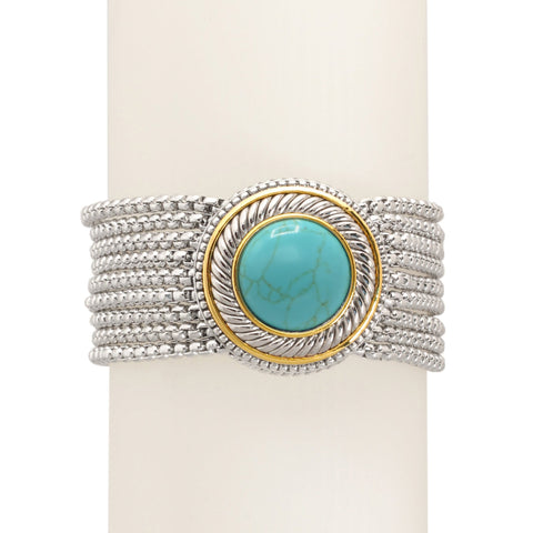 TURQUOISE TWO TONE MULTI STRANDS BRACELET#73010BR-TQ (FE5/FH9)