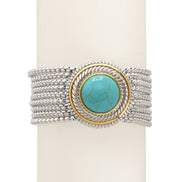 TURQUOISE TWO TONE MULTI STRANDS BRACELET#73010BR-TQ (FE5/FH9)