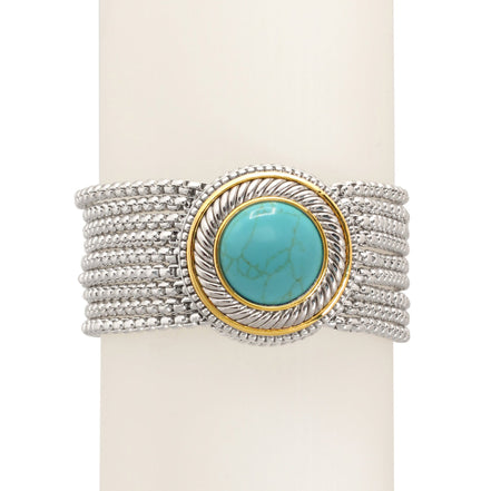 TURQUOISE TWO TONE MULTI STRANDS BRACELET#73010BR-TQ (FE5/FH9)