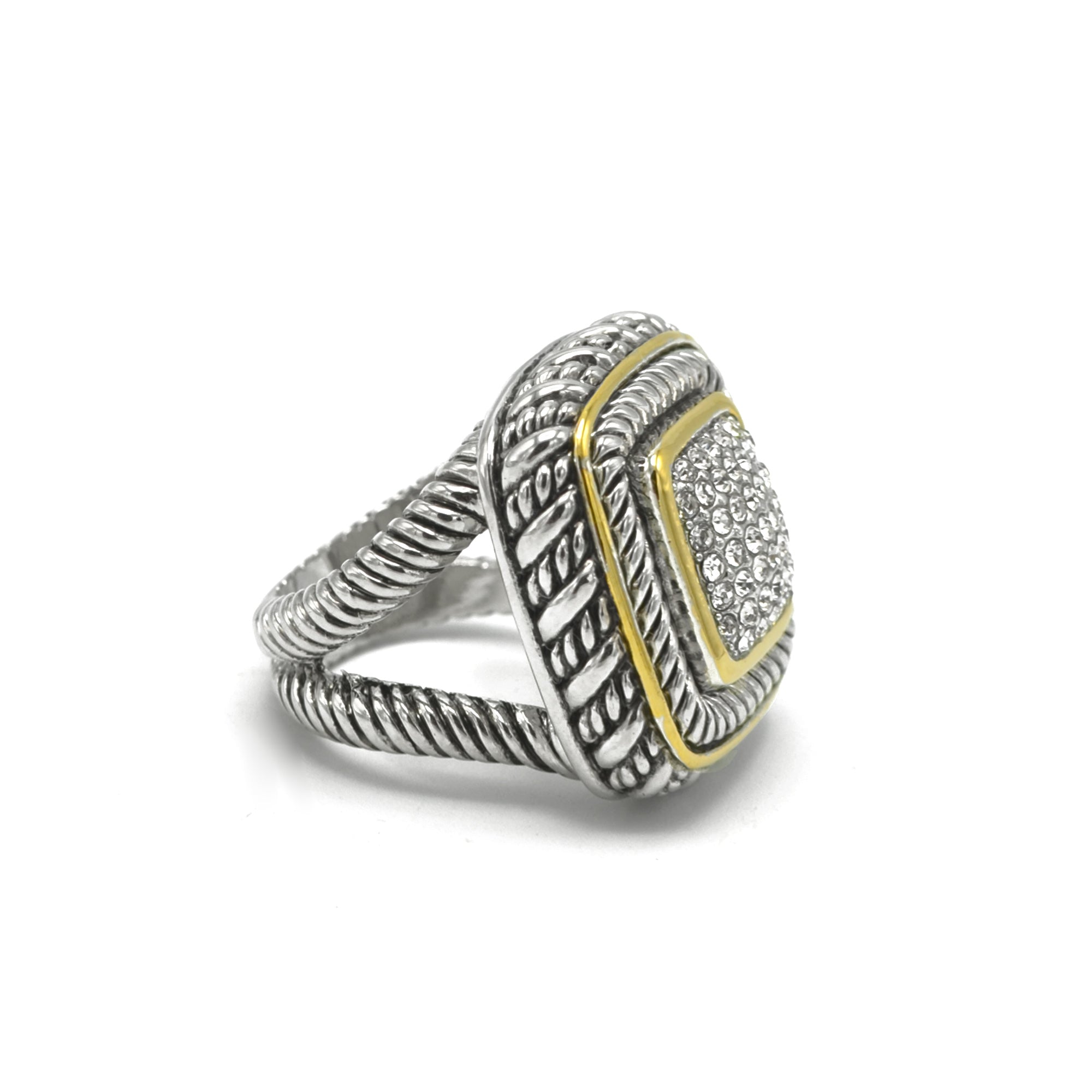 TWO-TONE CRYSTAL RING #83015R-ASSORTED(EC7)