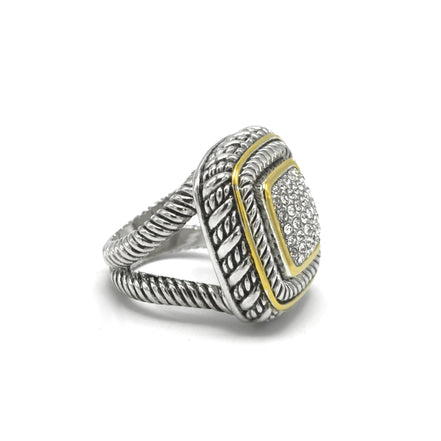 TWO-TONE CRYSTAL RING #83015R-ASSORTED(EC7)