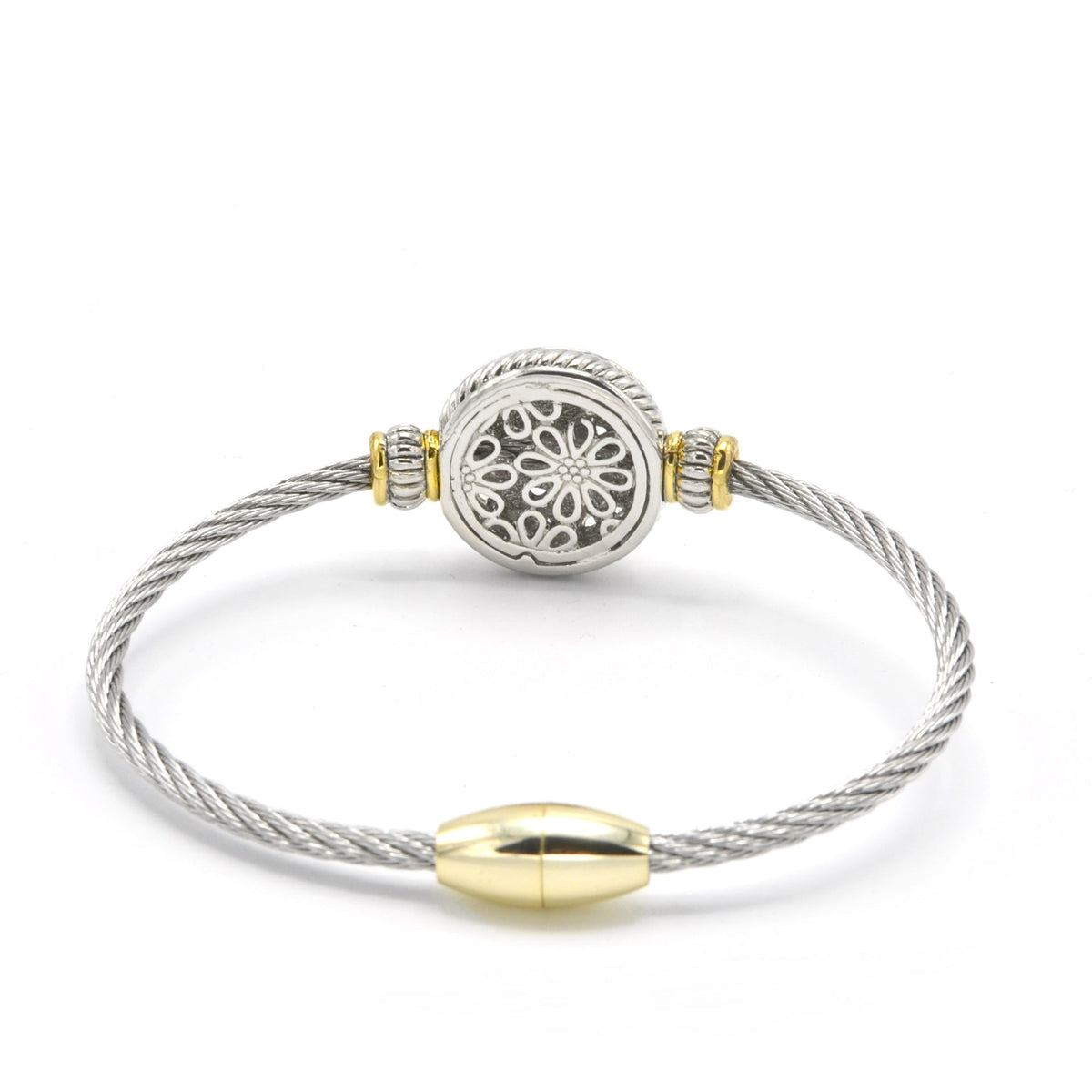 TWO TONE PEARL CLASSIC MAGNETIC CLASP CABLE BRACELET#10939BR-PRL (FE22)