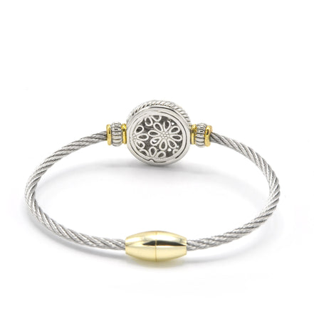 TWO TONE PEARL CLASSIC MAGNETIC CLASP CABLE BRACELET#10939BR-PRL (FE22)