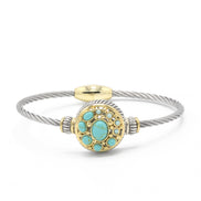 TWO TONE TURQUOISE MAGNETIC CLASP CLASSIC CABLE BRACELET#10939BR-TRQ (FH22)