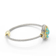 TWO TONE TURQUOISE MAGNETIC CLASP CLASSIC CABLE BRACELET#10939BR-TRQ (FH22)
