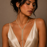 Gold Crystal Tassel Y-Necklace – 28 Inch Rhinestone Lariat Necklace with 3 Inch Extender #SWKK-1581GLD(FB26)
