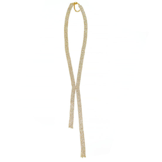 Gold Crystal Tassel Y-Necklace – 28 Inch Rhinestone Lariat Necklace with 3 Inch Extender #SWKK-1581GLD(FB26)