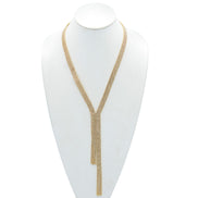Gold Crystal Tassel Y-Necklace – 28 Inch Rhinestone Lariat Necklace with 3 Inch Extender #SWKK-1581GLD(FB26)