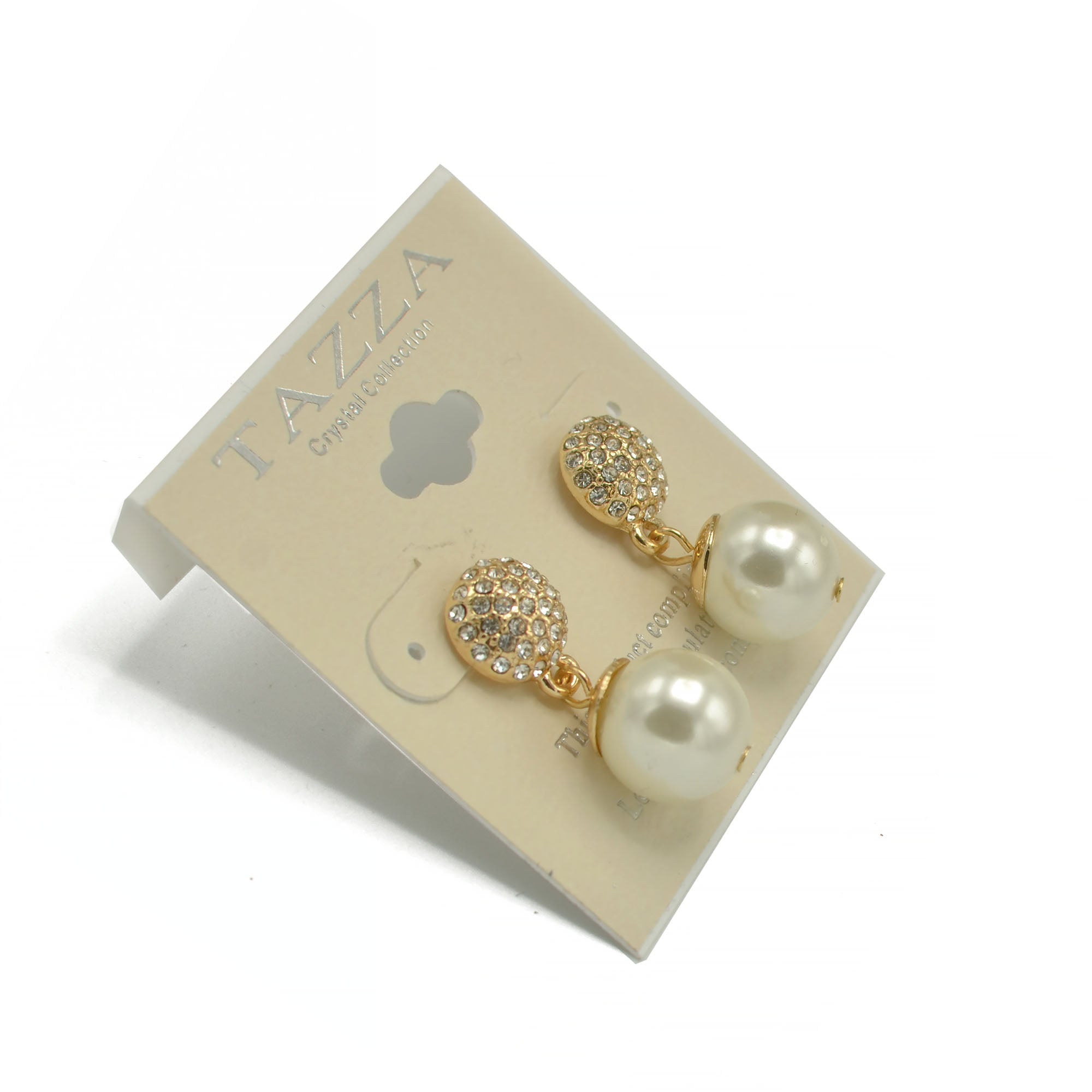 Gold And cream Pearl Crystal Post Earrings #SQ321-1024-3565G (GE5/GB15)