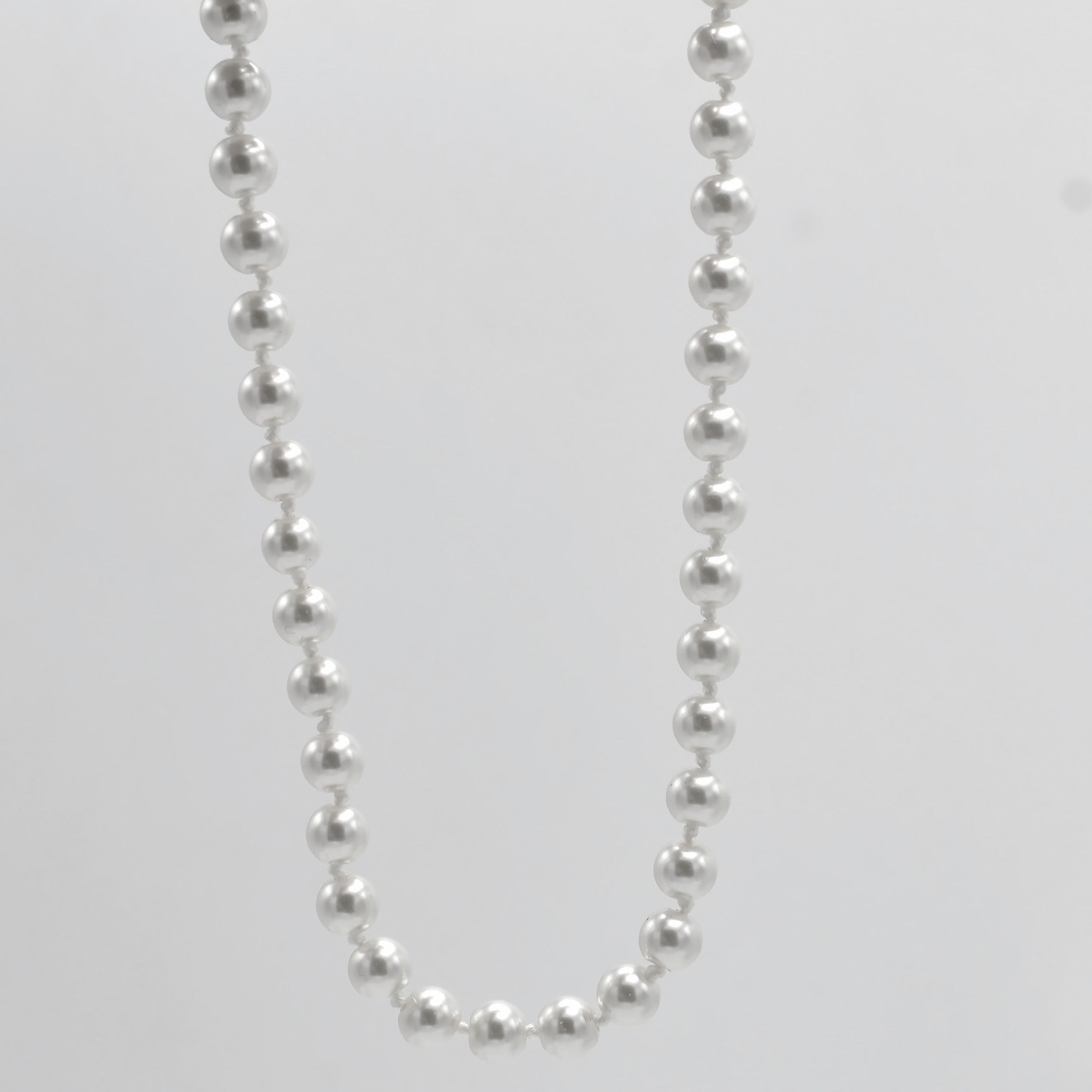 RHODIUM 8MM WHITE PEARL NECKLACE AND EARRING SET # SWY-18014RDCM(LH21/NA9-10)