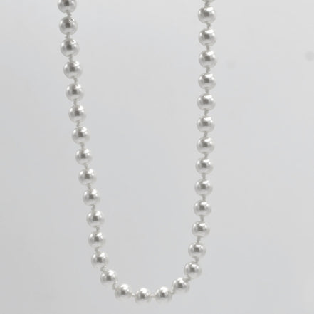 RHODIUM 8MM WHITE PEARL NECKLACE AND EARRING SET # SWY-18014RDWH(LH21/NA9-10)