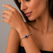 Amethyst Heart Crystal Cable Bracelet – 2.5
