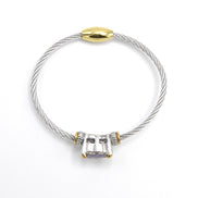 TWO TONE AMETHYST CRYSTAL CLASSIC CABLE BRACELET#4110BR-AM(FD14)